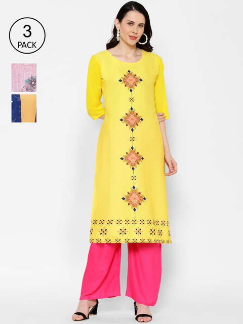 

7Threads Women Multicoloured Printed Straight Kurta, Multi