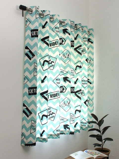 

House This Blue & White Single Window Curtain