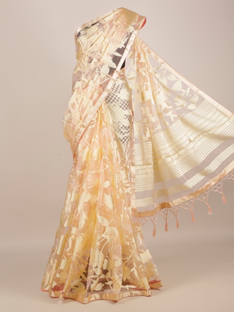 

Pothys Pink & Gold-Toned Jute Silk Woven Design Saree
