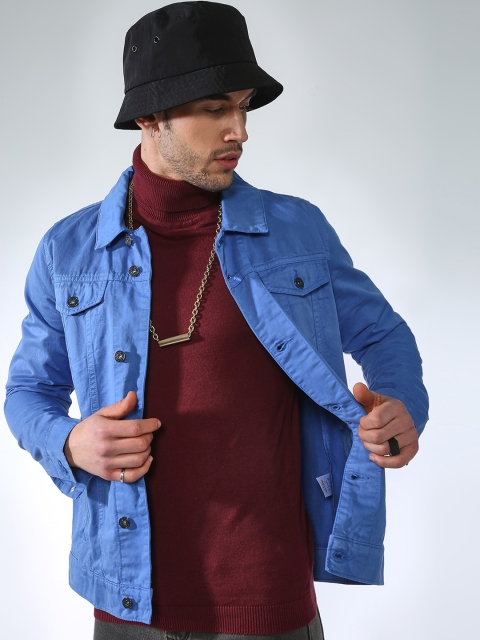 

Blue Saint Men Blue Solid Lightweight Denim Jacket