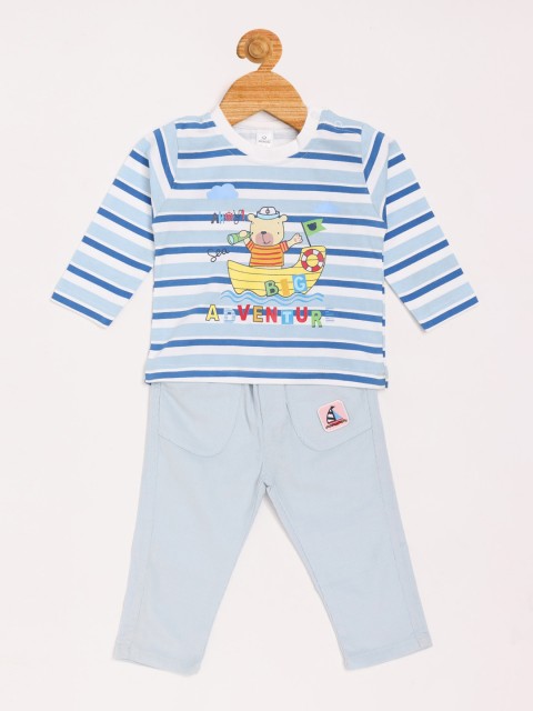 

Olio Kids Boys Blue & White Striped T-shirt with Trousers