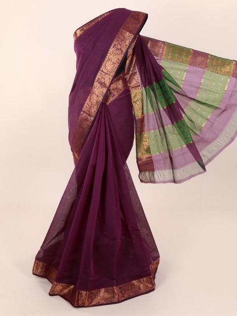 

Pothys Burgundy Solid Pure Cotton Saree