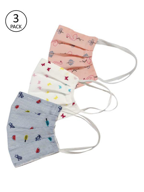 

Bellofox Unisex Pack Of 3 Printed 3-Ply Reusable Protective Cloth Masks, Pink