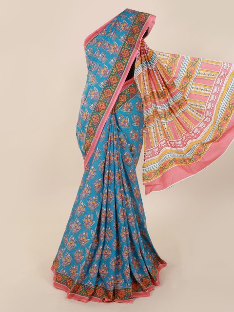 

Pothys Blue & Pink Pure Cotton Printed Saree