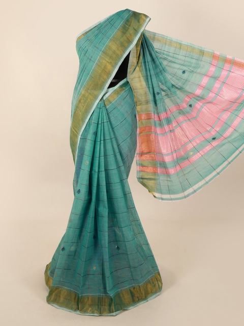 

Pothys Green Checked Pure Cotton Saree