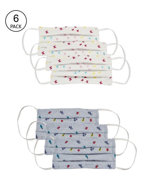 

Bellofox Pack Of 6 Printed 3-Ply Reusable Protective Outdoor Masks, White