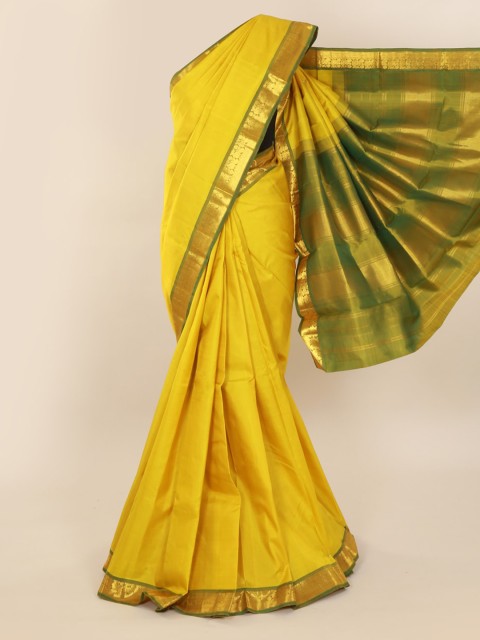 

Pothys Yellow Solid Kanjeevaram Saree