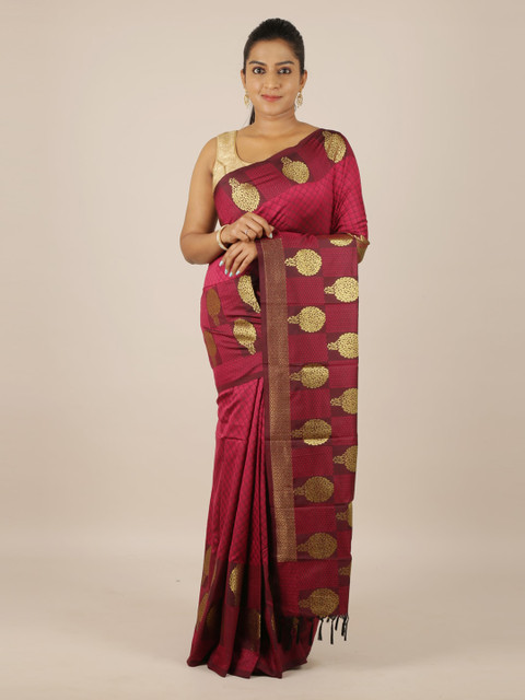 

Pothys Magenta Checked Art Silk Saree