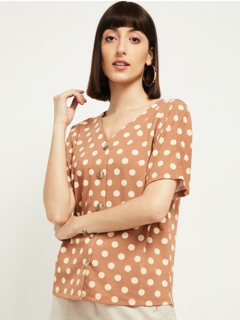 

max Women Brown Printed Top