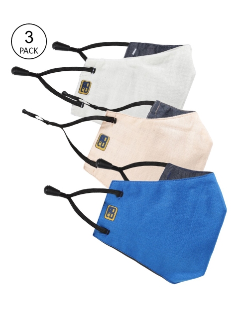 

Balista Unisex 3 Pcs Solid Reusable 4-Ply Cloth Masks, Blue