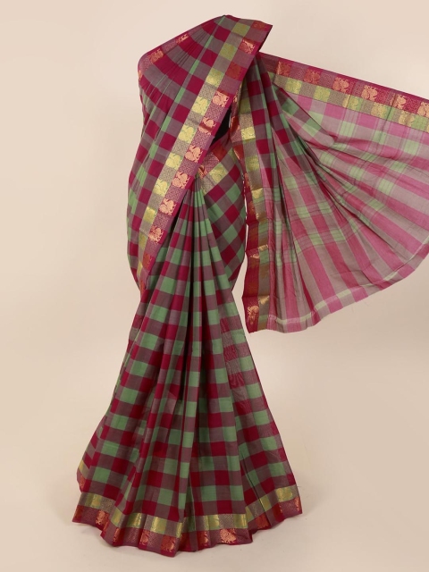 

Pothys Maroon Checked Saree