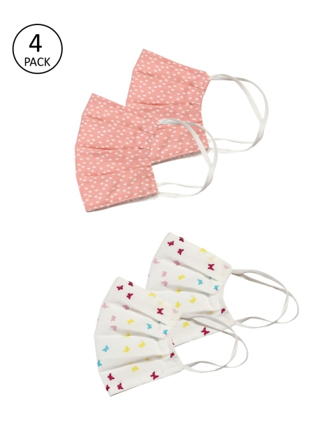 

Bellofox Pack Of 4 Printed 3-Ply Reusable Protective Outdoor Masks, Peach