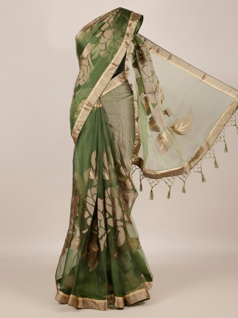 

Pothys Green & Beige Jute Silk Woven Design Saree