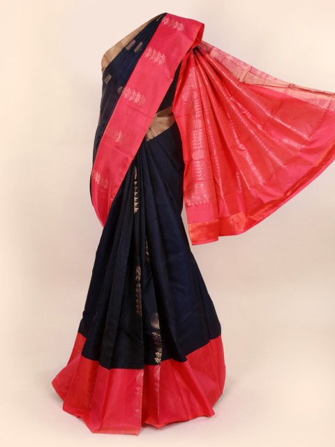 

Pothys Navy Blue & Pink Pure Silk Woven Design Kanjeevaram Saree