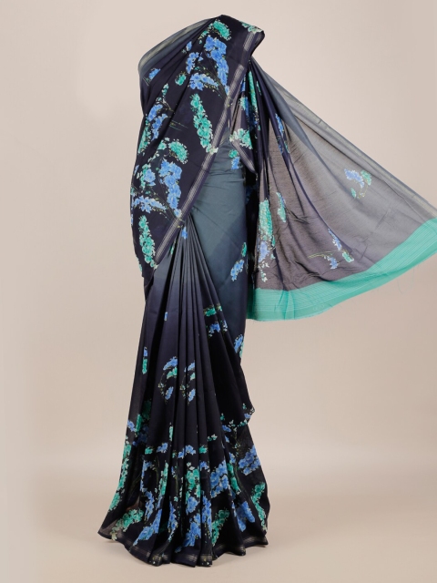 

Pothys Navy Blue Printed Jute Silk Saree
