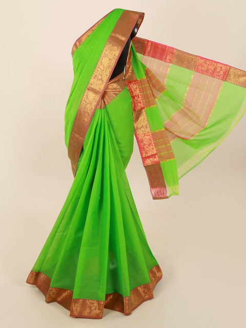 

Pothys Green Solid Pure Cotton Saree