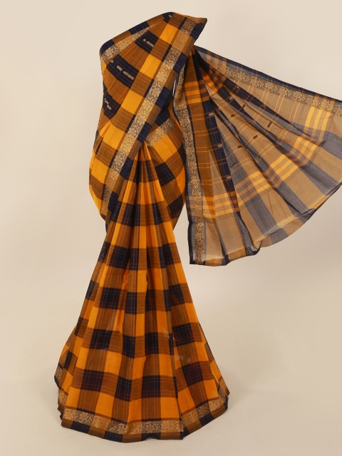 

Pothys Orange Checked Pure Cotton Saree