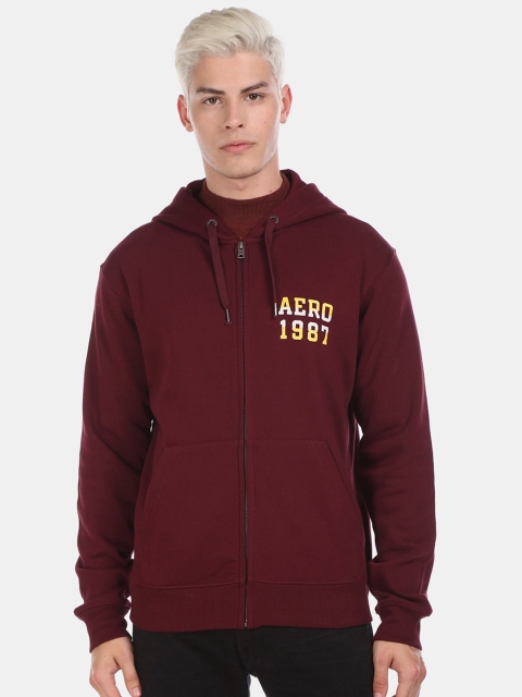

Aeropostale Men Burgundy Printed Hooded Sweatshirt
