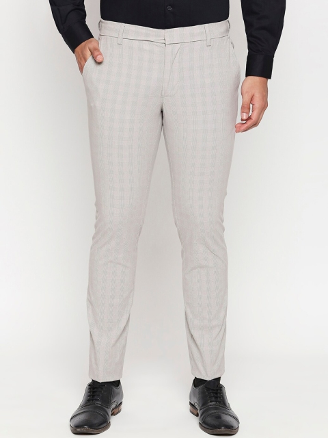 

Basics Men Beige Tapered Fit Checked Formal Trousers