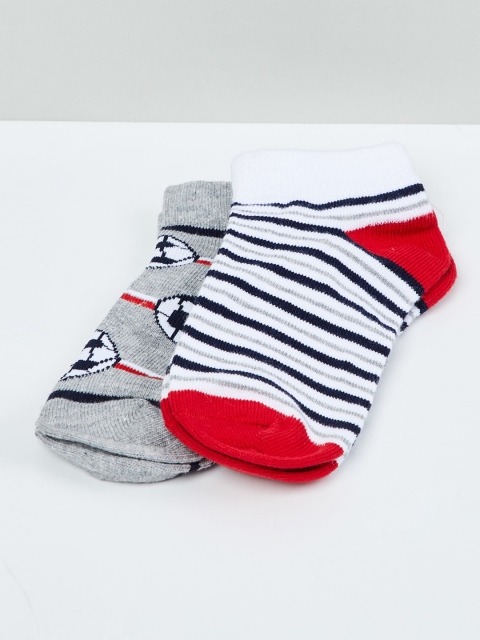 

max Boys Pack Of 2 Patterned Ankle-Length Socks, Grey