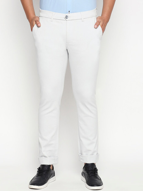 

Basics Men Off-White Tapered Fit Solid Regular Trousers