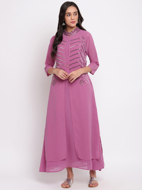 

Ashnaina Women Purple Solid Maxi Dress