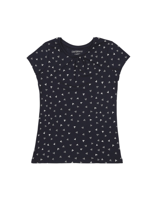 

Pantaloons Junior Girls Navy Blue Printed Round Neck T-shirt