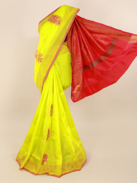

Pothys Yellow & Pink Pure Silk Woven Design Saree