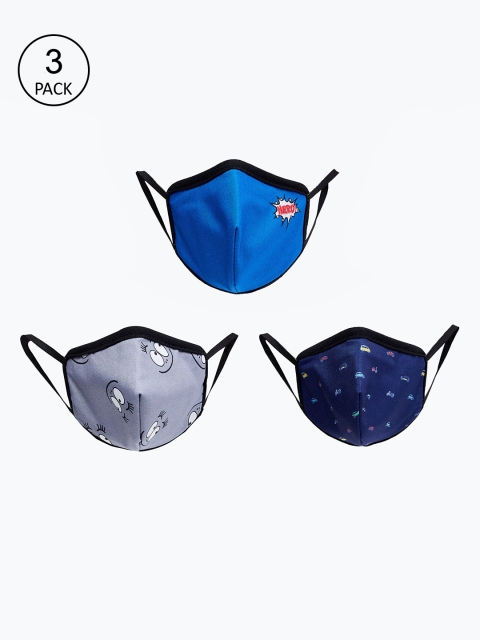 

max Boys Pack Of 3 3-Ply Reusable Cloth Masks, Blue