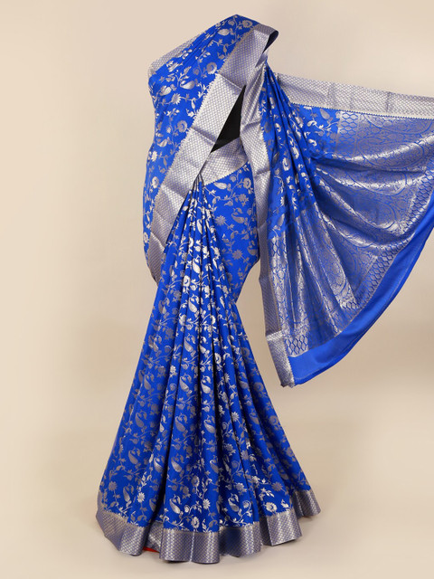 

Pothys Blue Pure Silk Woven Design Mysore Silk Saree