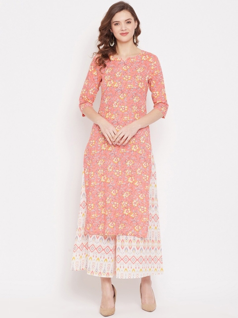 

PANIT Women Peach-Coloured & Off-White Printed Kurta with Palazzos
