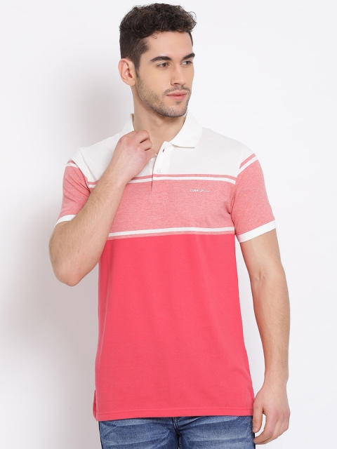 

COBB Men Pink & White Colourblocked Polo Collar T-shirt