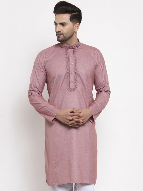 

Jompers Men Mauve Straight Kurta