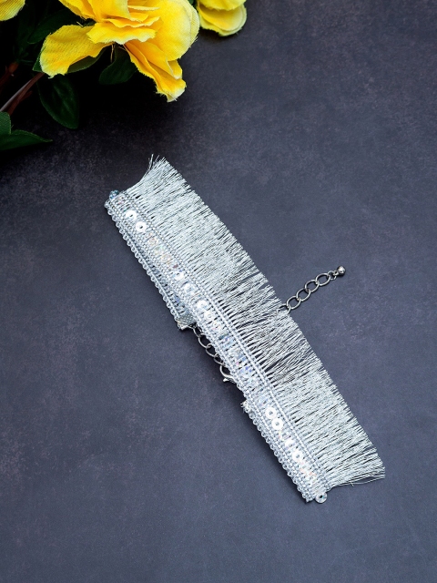 

Golden Peacock Silver-Toned Alloy Silver-Plated Choker Necklace