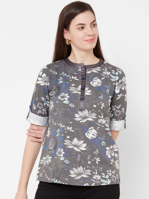 

Juliet Women Grey Floral Printed Top