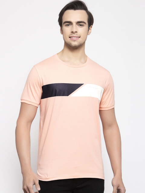 

Allen Cooper Men Peach-Coloured Printed Round Neck T-shirt