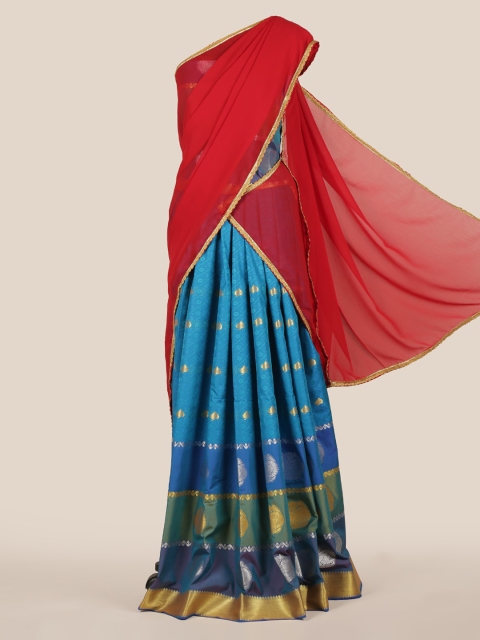 

Pothys Maroon Solid Poly Chiffon Traditional Half Saree