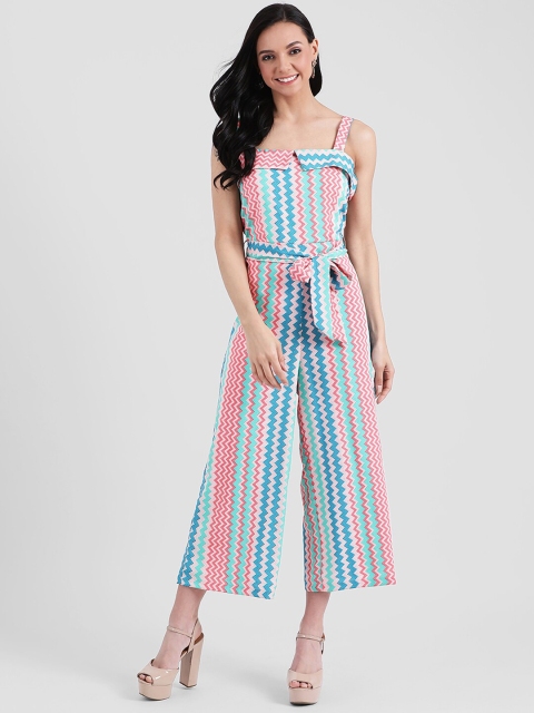 

Zink London Women Blue & Pink Striped Basic Jumpsuit