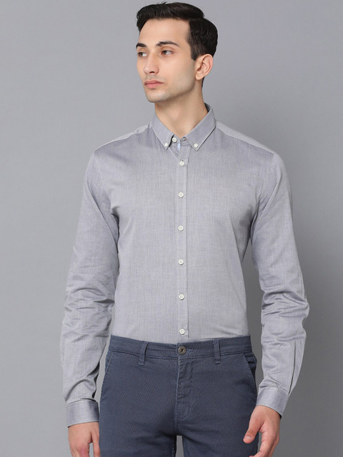 

LINDBERGH Men Grey Slim Fit Striped Formal Shirt