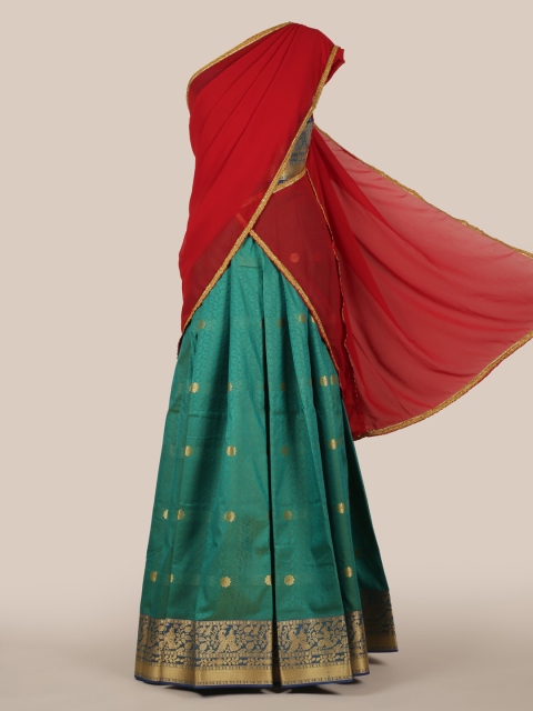 

Pothys Maroon & Green Poly Chiffon Solid Half Saree