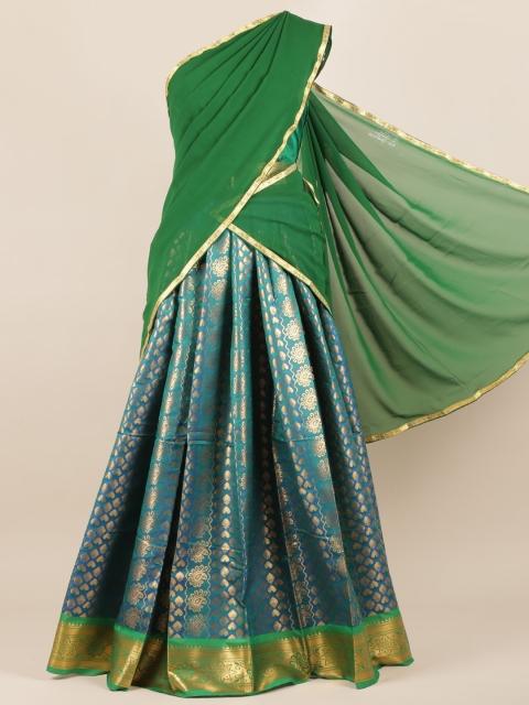 

Pothys Green Woven Design Poly Chiffon Half Saree