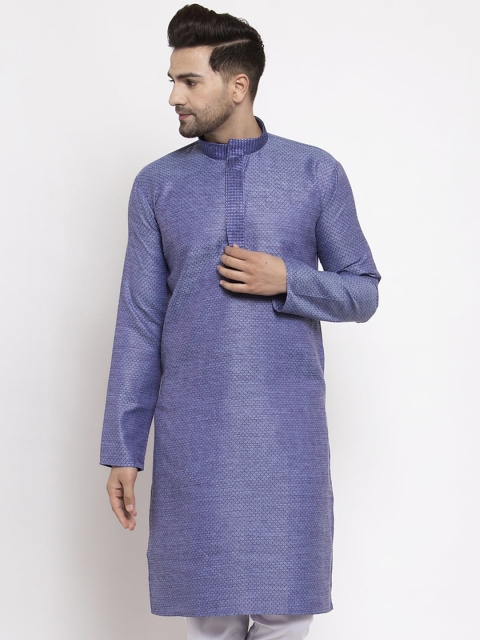 

Jompers Men Blue Solid Straight Kurta