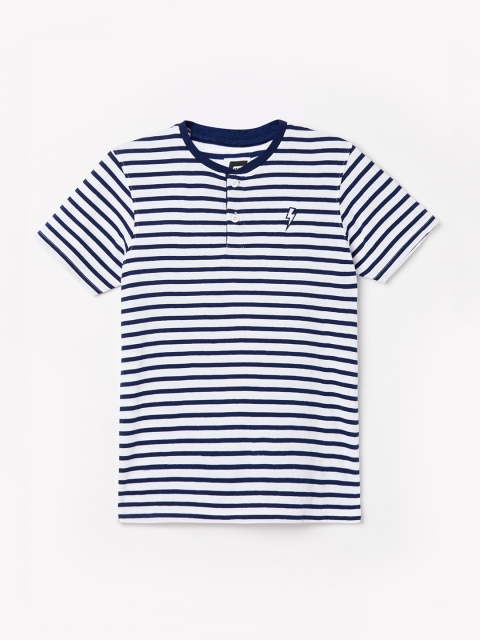 

Fame Forever by Lifestyle Boys Navy Blue & White Striped Henley Neck T-shirt