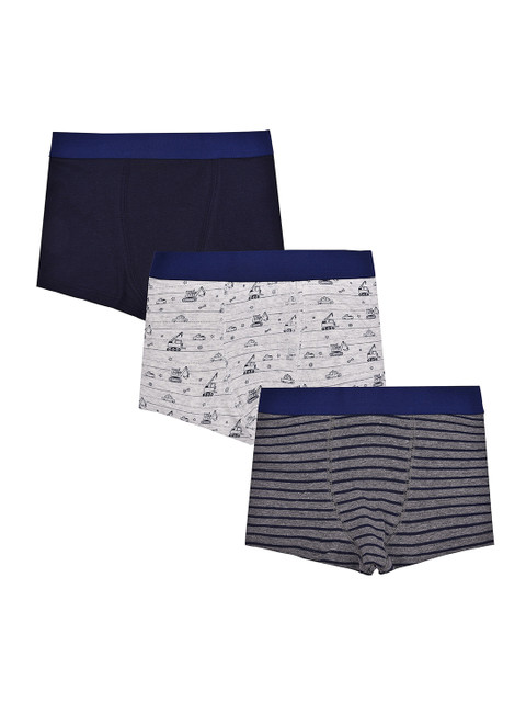 

Charm n Cherish Boys Pack Of 3 Multicoloured Trunks BWTR12, Grey