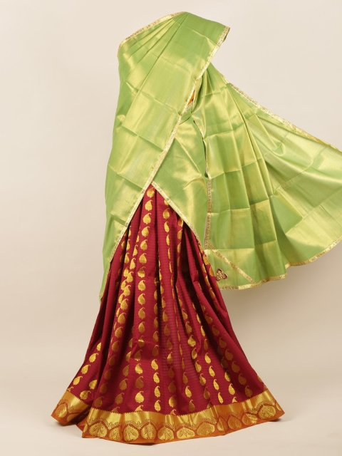 

Pothys Green & Brown Tissue Woven Design Half Saree