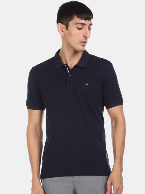 

Arrow Sport Men Navy Blue Solid Polo Collar T-shirt