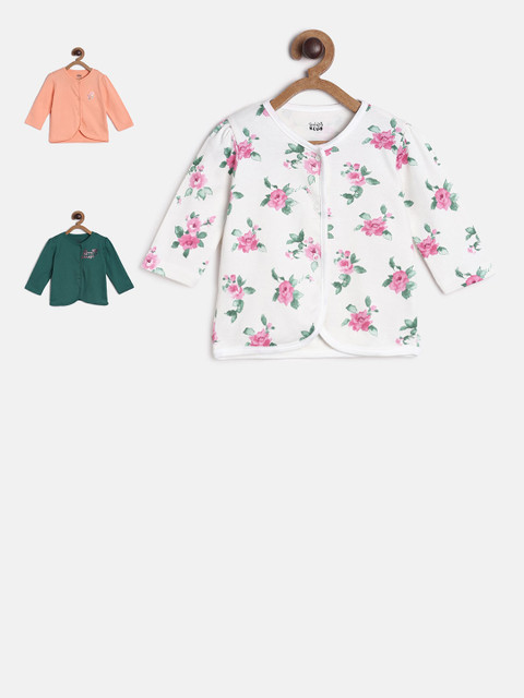 

MINI KLUB Girls Pack Of 3 Printed Round Neck Cotton Jhabla, Multi