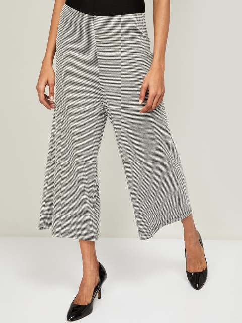 

CODE by Lifestyle Women Black & White Loose Fit Checked Culottes