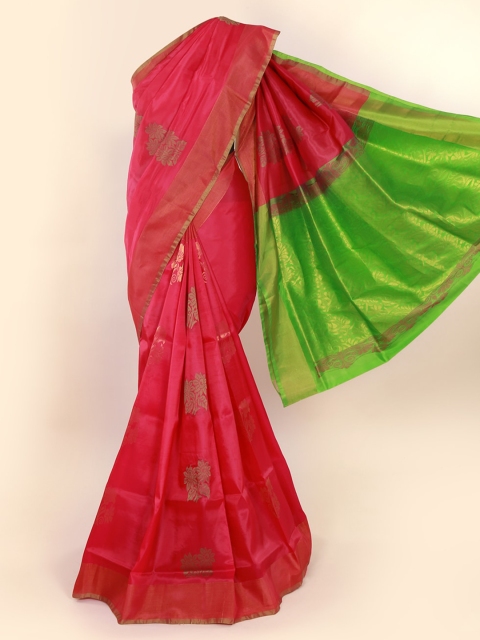 

Pothys Pink & Green Pure Silk Woven Design Saree