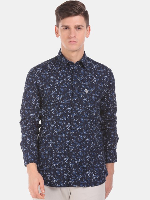 

U.S. Polo Assn. Men Navy Blue Regular Fit Printed Casual Shirt